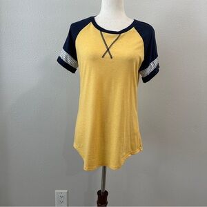 Stylish Yellow and Navy Raglan Tee